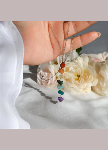 Кулон Чакральний з натурального каміння крихта d-8х6мм+- на ланцюжку L-45см фур-ра нержавіюча сталь No Brand підвіска (302010407)