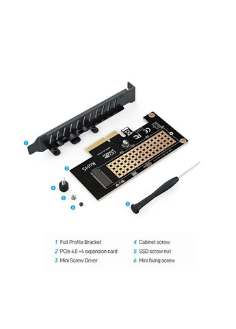 Адаптер M.2 NVME до PCIe 4.0 3.0 SSD карта розширення PCIe 4.0 X4 X8 X16 64 Гбіт/с для настільних ПК JEYI (362946984)