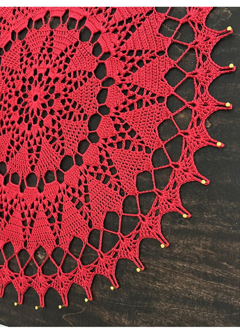 Червона мандала ручної роботи “Серце спокою”. В’язана картина на дерев’яному артборді 45 х 45 см Dream Studio (363057547)