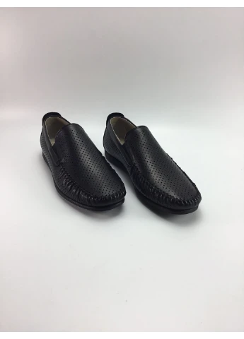 Черные повседневные мужские летние мокасины черные Stepter без шнурков