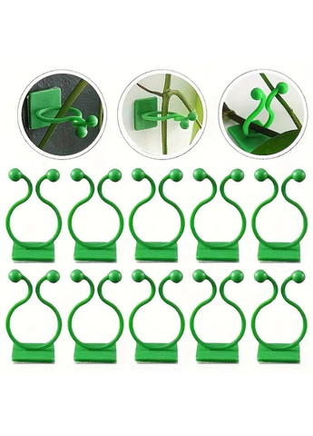Кліпси для підв'язування рослин 50 шт настінні самоклеючі, підтримка для рослин зеленого кольору No Brand (370290447)
