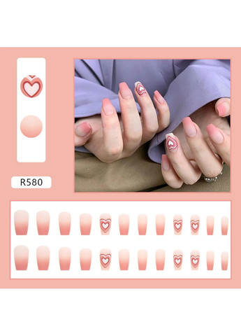 Накладные ногти с клеем Розовый 24 шт (A9957) Nails (308864079)
