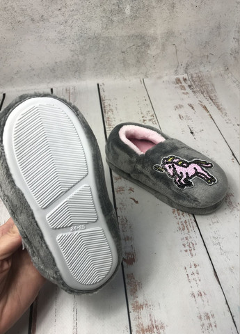 Серые тапочки домашние детские для девочки серый (1035) Waldi с пайетками