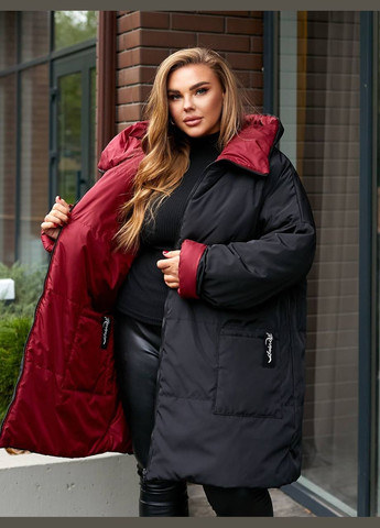 Бордова зимня двостороння зимова куртка KVAN