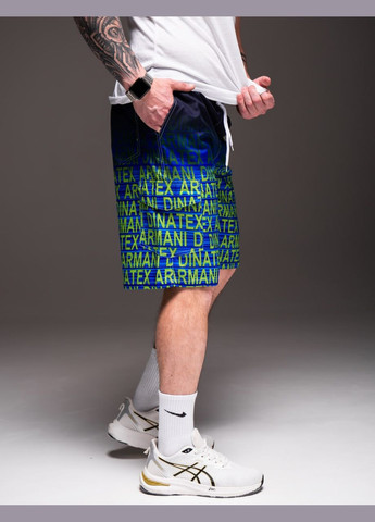 Чоловічі шорти темно-сині з зеленим підкладка сітка No Brand (343710642)