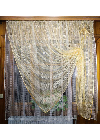 Занавеска готова короткая Дина абрикос+молочная No Brand (372134039)