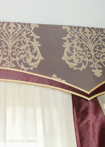 Жесткий ламбрекен с шторами бордовый с золотом (11ж) Firanka Damask (336386416)