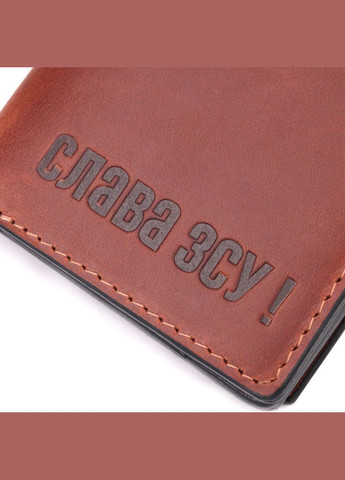 Мужской кошелек из винтажной кожи с монетницей Слава ЗСУ 16756 Светло Grande Pelle (298571824)