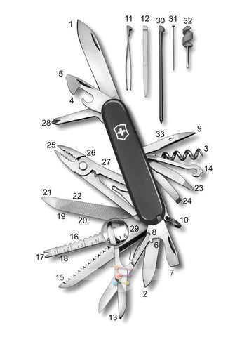 Комплект нож SwissChamp Black 1.6795.3 + Чехол с фонариком Police Victorinox (317305809)
