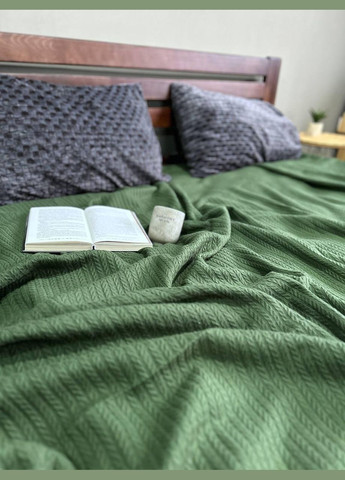 Покривало Косичка Євро 220х240 Бавовняне Смарагдовий No Brand (316706126)
