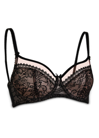 Чёрный брасьер мягкий кружевной бюстгальтер Ava с косточками