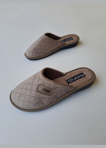 Бежевые тапочки женские велюровые закрытые Белста