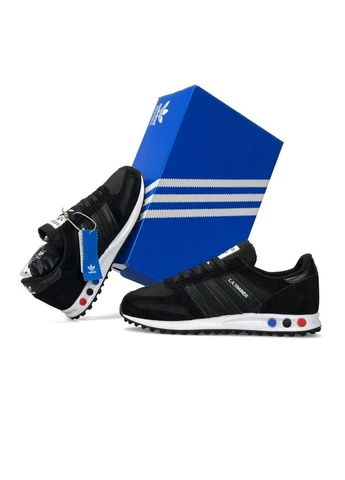 Черные демисезонные кроссовки мужские adidas No Brand LA Trainer Black