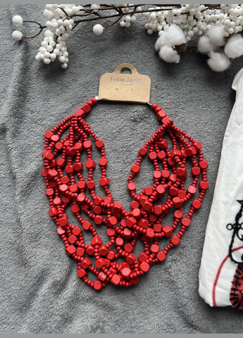 Українське дерев‘яне намисто коралі червоне Тесляр No Brand (302713834)