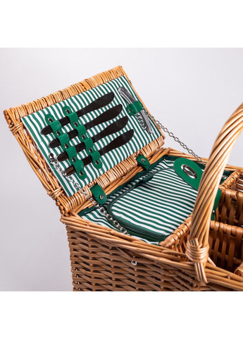 Корзина плетеная для пикника с посудой на 4 персоны ротанг набор столовых приборов для кемпинга туристический набор ProDobro (364190587)