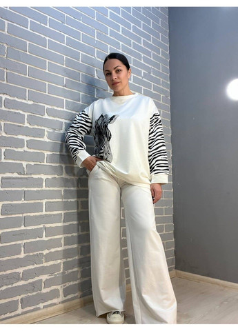 Костюм женский 6030-4827 реглан удлиненный зебра камни и брюки палаццо широкие LSK (304291630)