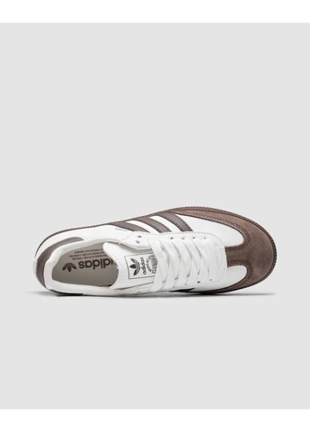 КРОССОВКИ ЖЕНСКИЕ ADIDAS SAMBA WHITE/BROWN АДИДАС САМБА БЕЛЫЕ No Brand белые демисезоны (392018019)