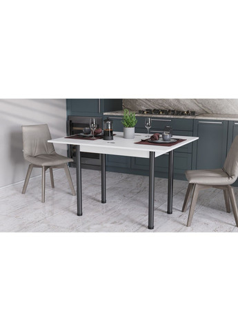 Раскладной обеденный стол-трансформер Берта 750x1200x900 Черный металл ДСП Белое 16 мм Ferrum-decor (361113692)