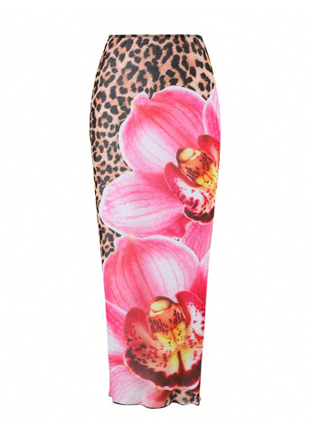 Комбинированный летний купальник (лиф, трусики и юбка) раздельный SHEIN