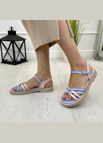 Босоніжки жіночі шкіряні на низькому ходу. Колір блакитний, пудра. 39 розмір Vasha para (303931650)