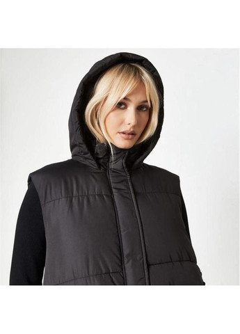 Длинный утепленный жилет черный пуфер с капюшоном на синтепоне Missguided (362501501)