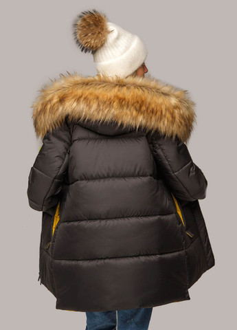 Черная зимняя куртка лиза черный с бежевым MioRichi