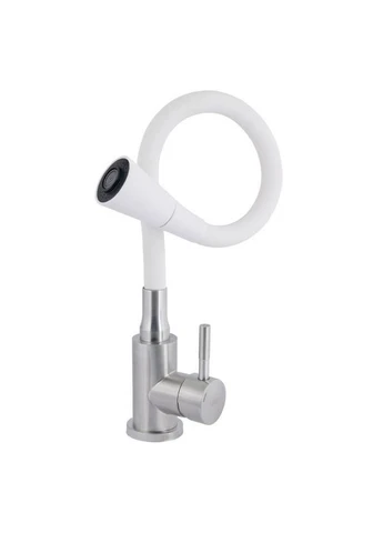 Змішувач для кухні Aria 015F31 з гнучким виливом (k35) LDARI015F31WNK36981 White / Nickel LIDZ (397564691)