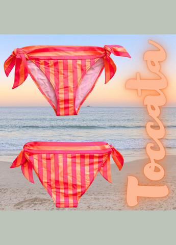 Оранжевый раздельный купальник формованный коп на каркасной поддержке и плавки на завязках оранжевый в полоску angela bsg - 014 Toccata