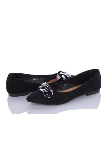 Женские черные замшевые балетки L&M | чёрные однотонные цепочки искусственная замша (318678847)