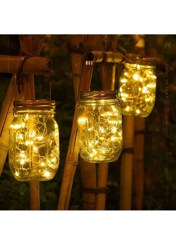 Солнечная подвесная лампа SuperLED в форме стеклянной банки – декоративное LED-освещение с эффектом пламени Jooki (388655663)