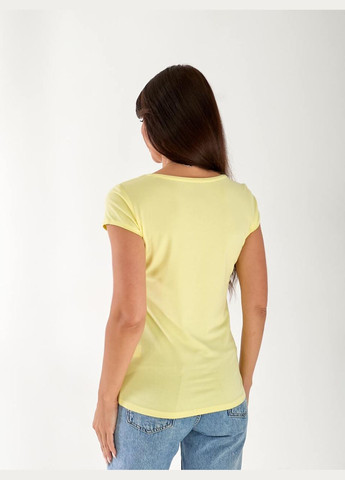Женская футболка с большой горловиной желтого цвета 33237 No Brand - (333337524)