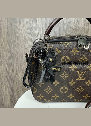 Женская сумка с брелоком мишкой, мини сумочка клатч на плечо стиль Луи Витон с брелочкой медведем No Brand (334730030)