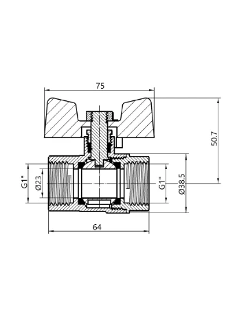 Кран шаровой Base 1" ВР для воды (бабочка) SD602W25 Thermo Alliance (389554175)