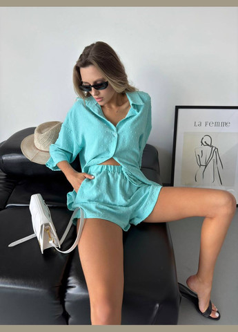 Женский летний костюм с рубашкой и шортами. MonCher (335212501)