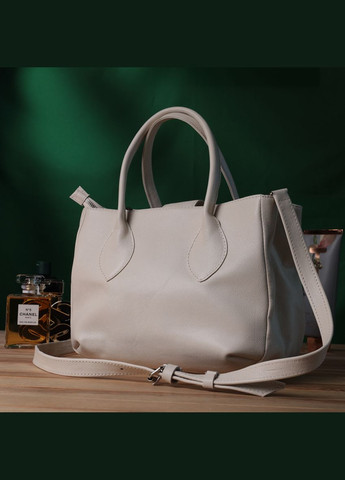 Деловая женская сумка с двумя ручками из натуральной кожи 22830 Бежевая. Shvigel (331907503)