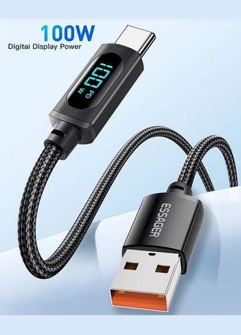 Кабель Enjoy LED Digital Display 7A USB Type-A to USB Type-C 1 м Black (EXCT-XY01-P) Essager (300523847)