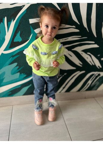 Салатовый демисезонный костюм для девочки: джинсы + кофточка брючный No Brand костюм