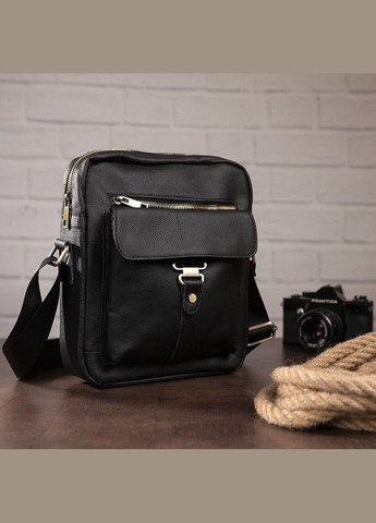 Сумка чоловіча з натуральної шкіри через плече Vintage з потайними кишенями чорна (sku_14649) No Brand (328922041)