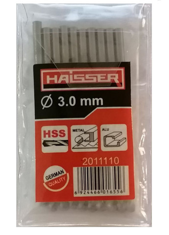 Сверло по металлу 3.0х33х61 мм цилиндрический хвостовик (DIN 338), (HS101005/2011110) 15835 Haisser (292565692)