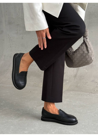 Черные анатомические кожаные лоферы Helen