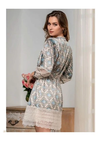 Женский короткий халат Palermo 9693 Бирюзовый /3XL Mia-Amore (380396782)