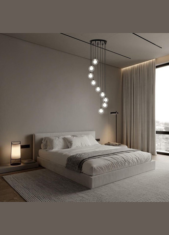 Черная люстра с двойными плафонами на 9 ламп (61-P1009F-9 BK+CLWH 300) No Brand (370072141)