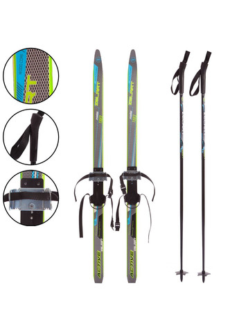 Дитячі лижі для бігу в комплекті з палицями SK-0881-120B Чорний-синій-жовтий Zelart (373259789)