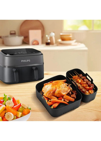 Силиконовые формы для двойного аэрогриля Philips Airfryer / NA350 2 шт X-Series Oyster Grey Ninja (364316095)