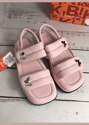 Розовые повседневные, коктейльные, вечерние сандалии босоножки детские для девочки bi&ki розовый (565) Biki на липучке