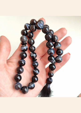 Чотки із Чорного агату глазкового d 12мм No Brand (331293588)