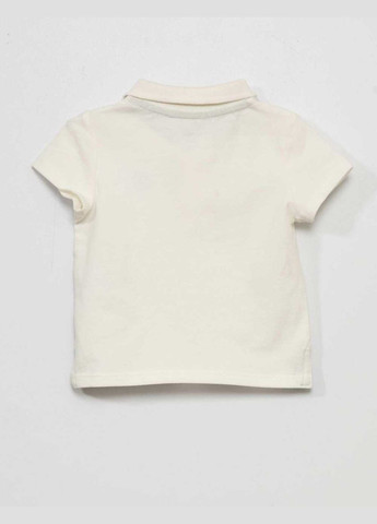 Белая детская футболка-поло лето,белый с принтом темно-синий, для мальчика Kiabi