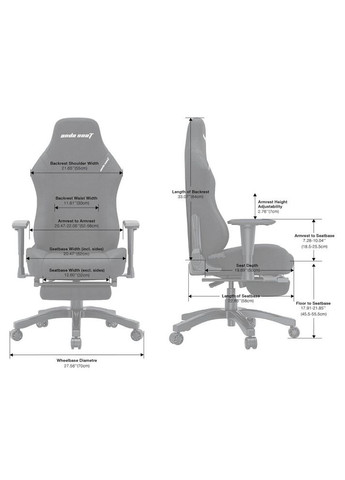 Крісло Luna Pro Size L Gray Fabric (AD18T-44-G-F) Anda Seat (338188541)