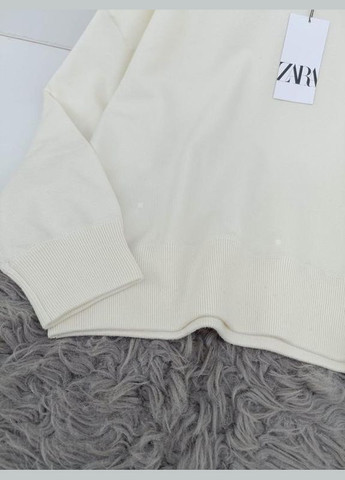 Бежевий демісезонний базовий молочний светр Zara