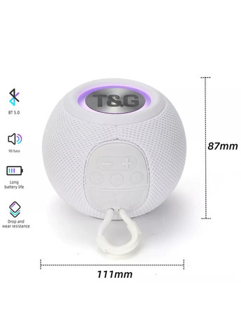 Бездротова потужна колонка TG-337 з Bluetooth, RGB-підсвіткою та радіо Білий ( код: TG-337O ) T&G (331613641)